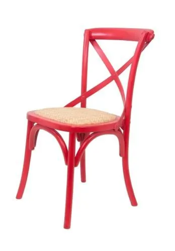 Стул венский CROSS BACK RED красный массив, ротанг фото 4