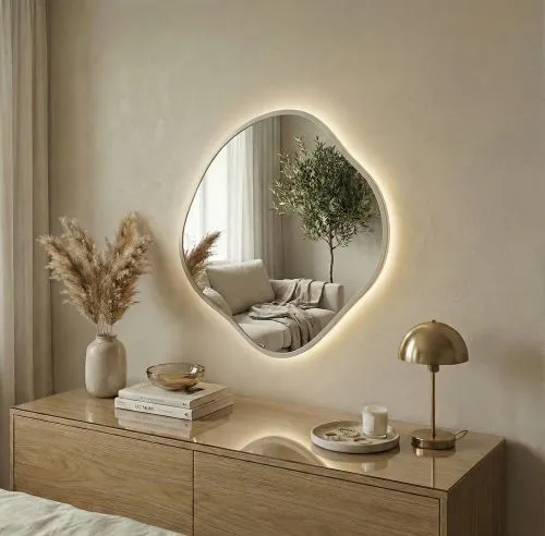 Organic M LED Silver Зеркало в раме с подсветкой фото 2