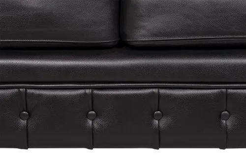 Кожаный диван Chesterfield black натуральная черная кожа, 77*85*157 см фото 5