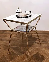 Столик Алмаз с мраморной столешницей 66*50*50 см