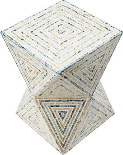 Столик акцентный из раковин устриц 35x35x50см фото 3