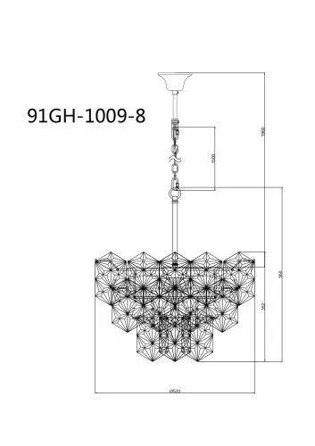 91GH-1009-8 Люстра потолочная Тендер (Tender), латунь d.51см h.61см фото 4