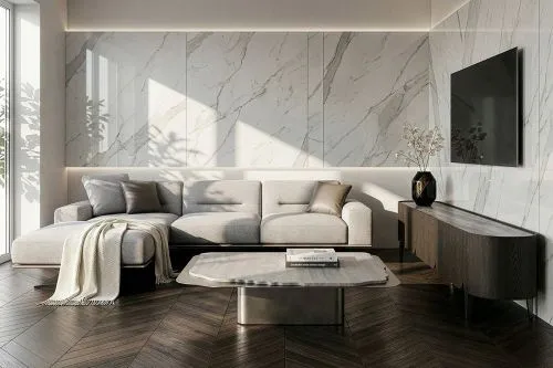58DB-24056 Стол журнальный Травертин (Travertine) 120*120*29см фото 4