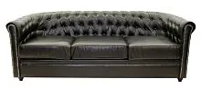 Трехместный диван CHESTERFIELD Karo black 3S, 74*76*184 см