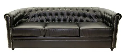 Трехместный диван CHESTERFIELD Karo black 3S, 74*76*184 см
