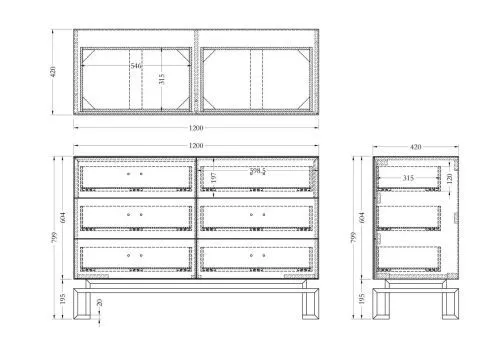 KFG057 Комод черный 6 ящиков 120*42*82см фото 7