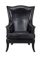 Кресло кожаное с ушами Chester black leather