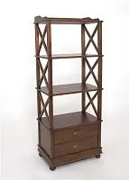 Этажерка 4 полки 2 ящика из массива, цвет орех 136*34*54 см
