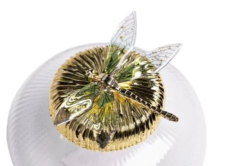 55RD6259S Ваза стеклянная с крышкой со стрекозой d15*14см фото 3