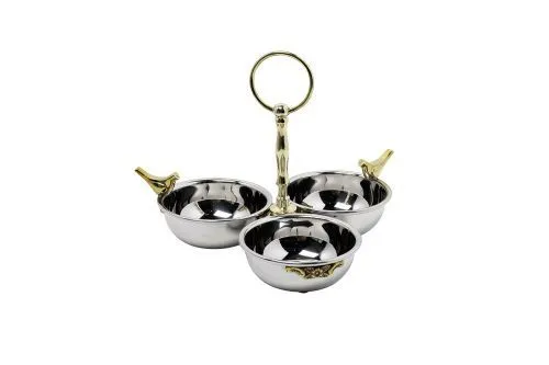 95IM-0099 Менажница "Птицы (Birds)" 3 чаши н/ж сталь d21*17см