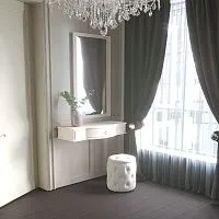 Консоль настенная с ящичками, слоновая кость / 13*36*80 см