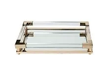 2K389137-G Поднос декоративный зеркальное основание, цвет золото 40*30*5см