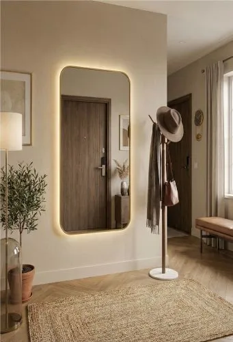 Smart L LED Gold Зеркало в раме с подсветкой фото 2