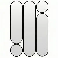 Deko mod.3 Black Сет из 5-ти зеркал 35*160, 2х35*125 см, 2хØ35 см