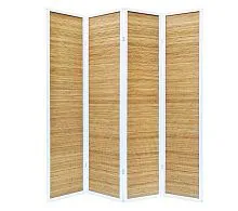 Ширма 4 секции каркас белый / бамбук в цвете коньяк 160×2×178 см