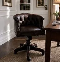 Кожаное кресло руководителя на колесиках 16340 brown (коричневое) из массива