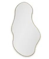 Настенное фигурное зеркало Lake Gold (Лэйк) в тонкой деревянной раме цвета золото 110*58 см