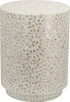 Столик акцентный с отделкой раковинами устриц 35x35x45см