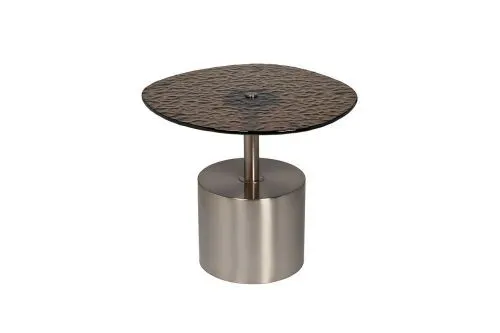 57EL-10853 Стол журнальный, стекло рельефное тонированное d 52*50*45см