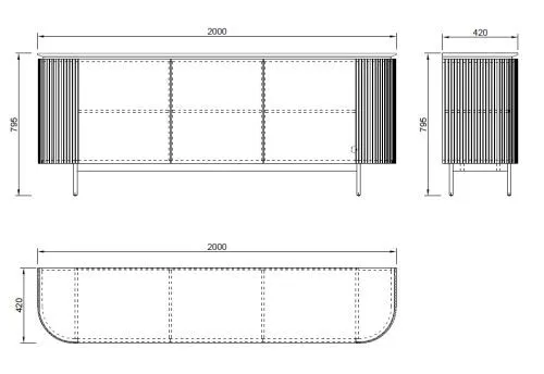 77IP-CH2072 Комод Скала (Scala) 200*42*80см фото 7