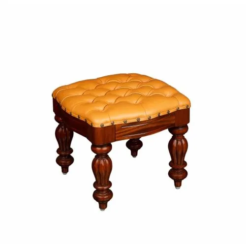 Пуф низкий SFFJ-M LT BR кожаный 30*35*35 см, коричневая кожа