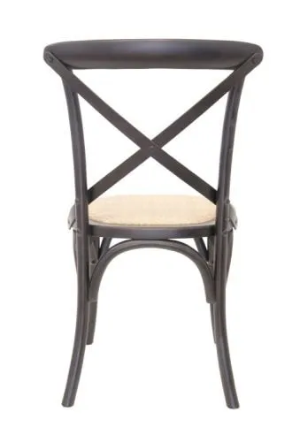 Стул венский CROSS BACK BLACK черный массив, ротанг фото 3