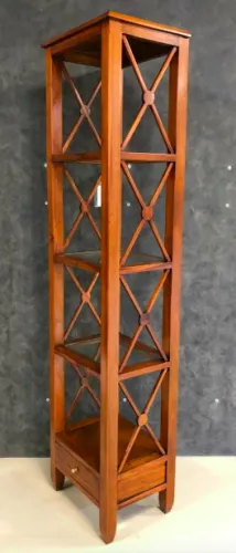Высокая деревянная этажерка со стеклянными полками ROP1DA-M (орех) фото 5