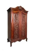 Платяной шкаф в стиле Королевы Анны с резными дверцами GV06S, 215*62*120 см