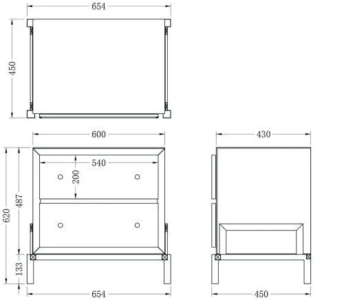 KFG170 Тумба зеркальная 2 ящика 65*45*62см Фото фото 7