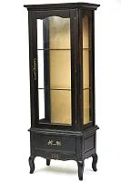 Витрина однодверная в стиле прованс Provence Noir&Blanc, 180*46*70 см / Черный с эффектом старения