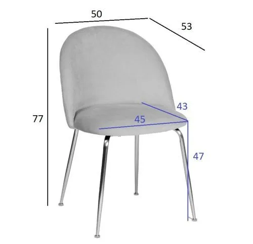 30C-30177 Стул велюр хаки, мет.ножки 50*53*77см фото 5