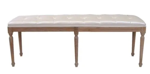 Банкетка прованс Clay beige, массив дуба/экокожа | 48*38*142 см