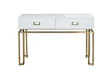 KFG070 Консоль 2 ящика белая/золото 120*42*77см					
