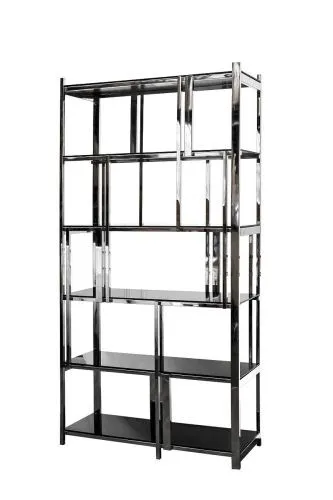 13RXSH3052-SILVER Стеллаж стекло черн./серебро 100*38*200см фото 2