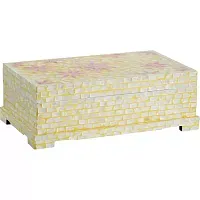 Шкатулка с отделкой раковинами устриц 34х15х9см
