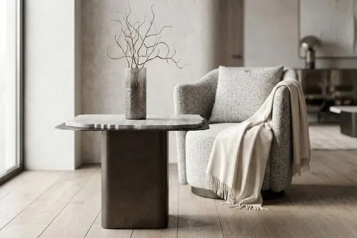 58DB-04056 Стол журнальный Травертин (Travertine) 60*60*48см фото 7