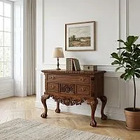 Тумба консоль резная из массива Chippendale LB‑M (орех, 92х47х80 см)					