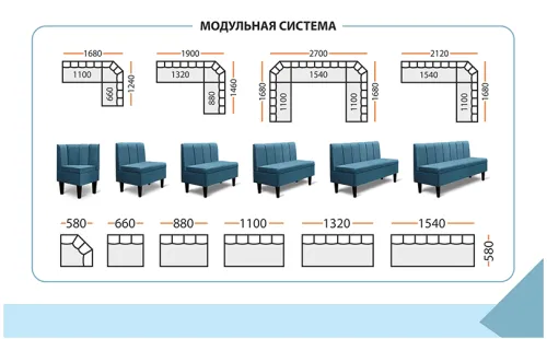 Мягкий кухонный уголок модульный с ящиками фото 11