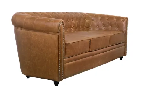 Трехместный кожаный диван Karo Brown leather 3S, 184х76х74 см фото 2