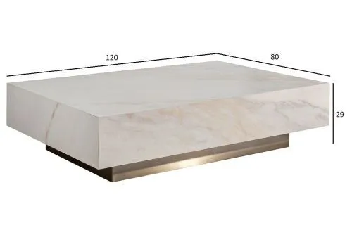 57EL-93601 Стол журнальный АГАТ (AGATE) светлый керамический 120*80*29см фото 4