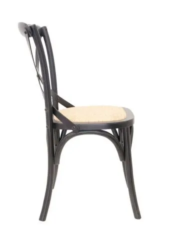 Стул венский CROSS BACK BLACK черный массив, ротанг фото 2