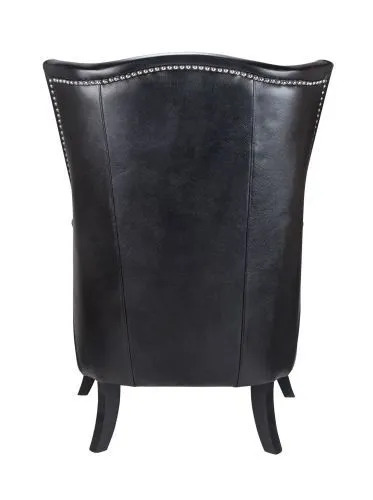 Кресло кожаное с ушами Chester black leather фото 4
