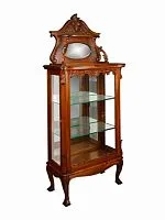 Резная двухдверная витрина из массива гевеи-махагони — ручная работа 174*39*77 см