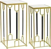 Столики интерьерные с белым мрамором, набор 2 предмета 31x31x65, 26x26x60см