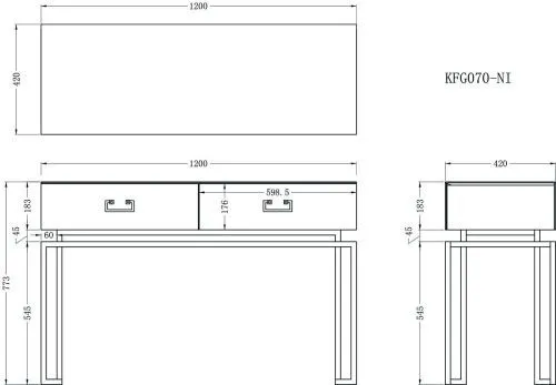 KFG070-NI Консоль 2 ящика белая/хром  120*42*77см фото 6