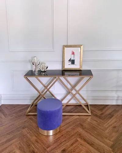Консоль из металла с черной мраморной столешницей