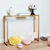Консоль из металла и стекла, 81*30*100 см, #золото 