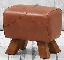 Пуф Лофт натуральная коричневая кожа 35*28*39 см