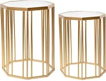 Столики интерьерные с белым мрамором, набор 2 предмета 42x42x53; 34x34x44см