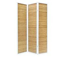 Ширма 3 секции каркас белый / бамбук в цвете коньяк 120×2×178 см